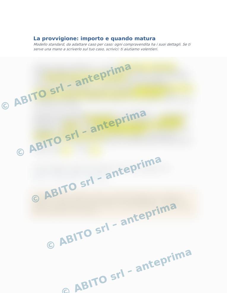 Anteprima sfocata del modello «La provvigione: importo e quando matura»