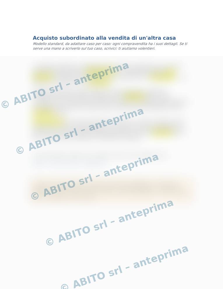 Anteprima sfocata del modello «Acquisto subordinato alla vendita di un'altra casa»